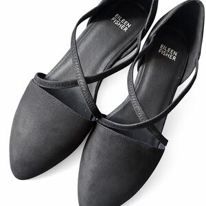 Eileen Fisher Black Suede D'Orsay Flats – Size 9.5